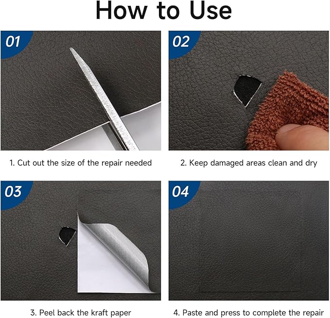 Leather Repair Patch, 17X79 Inch Self Adhesive Leather Repair, Large Vinyl Patch Tape for Couches, Furniture, Car Seats, Cabinets, Wall, Handbags （17X79 Inch, Dark Grey）