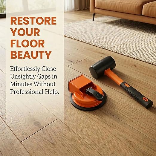 Sakerplus Floor Gap Fixer Tool, Heavy Duty Flooring Gap Repair Tool with Enhanced Vacuum Suction Cup for Laminate, Vinyl, Hardwood & Tile Floors (Green*1+Hammer)