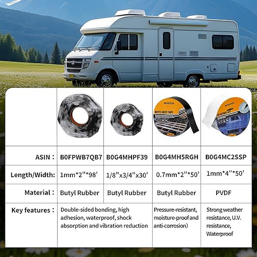 Rv Roof Tape 4" x50',EPDM Rubber Roofing Membrane, Waterproof Weatherproof Sealant Tape for RV Trailer Camper Motorhome Roof Repair, White, Fast Sealing and Stay Sealed for Years