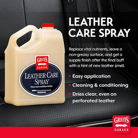 Griot's Garage Leather Care Spray, Car Seat Cleaner and Conditioner for Upholstery, Furniture, Clothing, and More, 11055, One Gallon