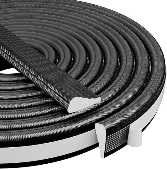 KNEELISA 196” Wedge-Shape Foam Window Weather Stripping Door Seal Strip,Soundproofing Frame Insulation Tape for Exterior Front Door,Noise Cancelling Window Inserts,Door Gap Filler Light Blocker,Black