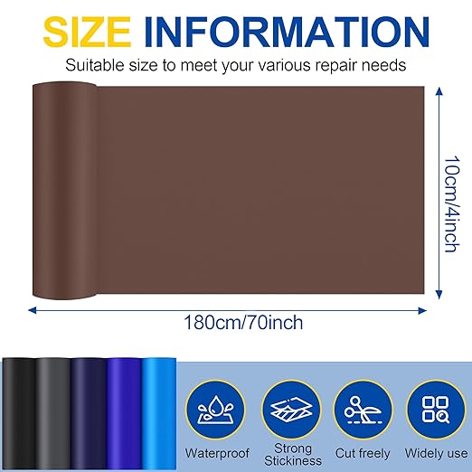 Fabric Repair Tape, Self Adhesive Nylon Repair Patch, Waterproof Outdoor Nylon Tape/Patch Kit for Down Jacket Clothing Tent Awnings Boat Cover Couches Dark Brown 4x70 inch