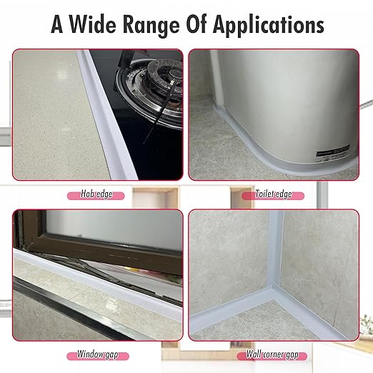 3 Rolls White Caulk Tape for Bathtub Self Adhesive, Peel and Stick Caulk Strip Waterproof, Toilet Base Sealer Strip, Toilet Sealant Tape