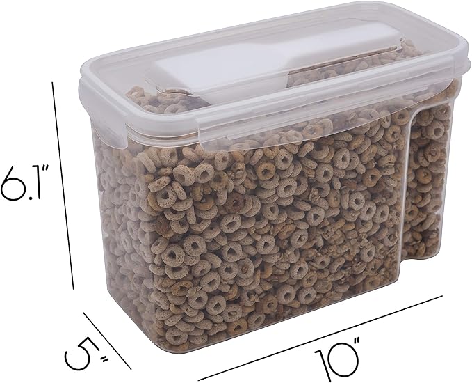 Kitchen Details 2 Pack Cereal Container with Scooper | Medium | Large | Airtight | Food Tin | Keeps Fresh | Kitchen & Pantry Storage Organizers | Clear