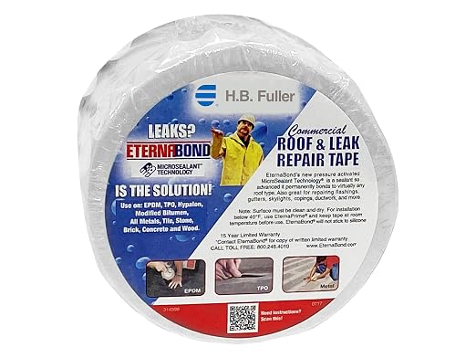 EternaBond AlumiBond 4" x50' MicroSealant Tape with 4mil Aluminum Backer | 21 mil Total Thickness | EB-AB040-50R - One-Step Durable, Waterproof and Airtight Repair