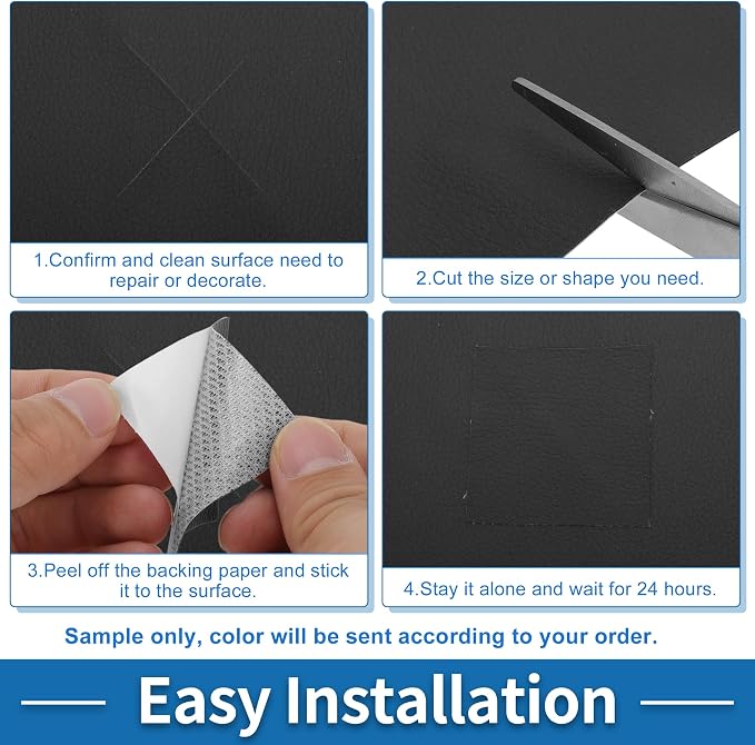 Self Adhesive Leather Repair Patch Strong Stickiness 19.6"x39" Leather Repair Tape PVC Faux Leather Black 1 Pcs