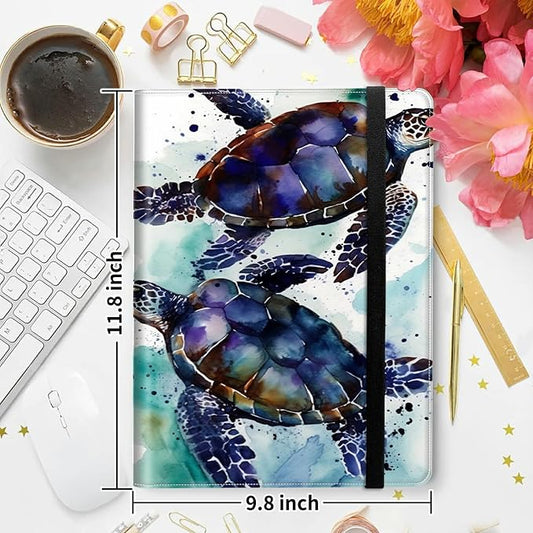 Padfolio Folder with Clipboard,Portfolios Organizer Clipboards with Storage Clipboard Writing Pad PU Leather Conference Document Organizer with Business Card Holder,Sea Turtle