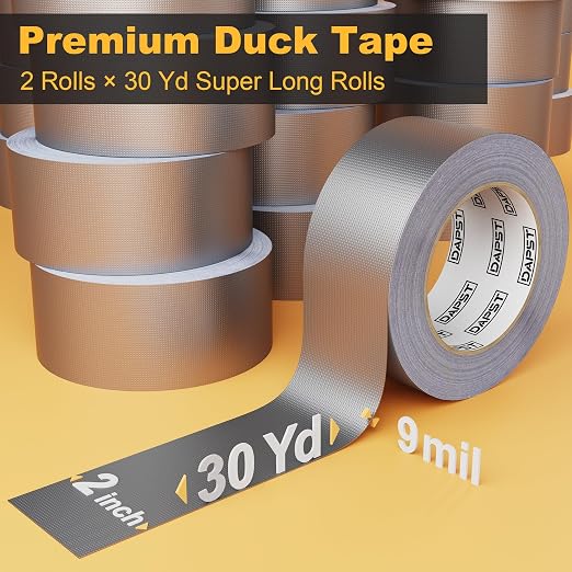 2-Pack Silver Heavy Duty Duct Tape Strong Adhesive, 2 Inch x 60 Yd, Duct Heavy Duty Waterproof All Weather Gray Duct Tape, Duct Tape Bulk for Outdoor Use