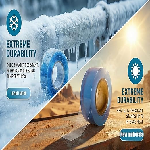 50ft Double Sided Self-Cling Amazing Tape, Non-Adhesive Reusable Vinyl Wrap Tape, Heavy Duty for Plumbing Repairs, Crafts, Sewing, Workshop and Daily Use(Total 50ft)