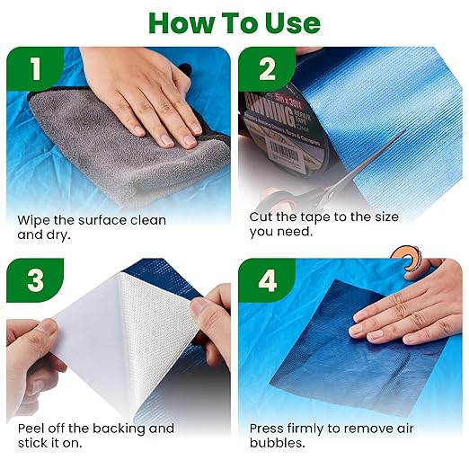 Awning Covers & Tarp Repair Tape - Waterproof Self Adhesive Patch Repair Kit | Patch Tapes for Awnings, Outdoor Canopies, Patio Window Awnings, Gazebos, Tents, RV, Canvas, Boat Covers (Blue, 5 Inch)
