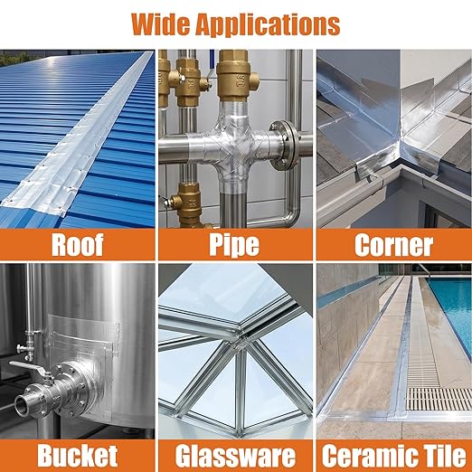 Butyl Waterproof Tape, 4 inch x16 feet Aluminum Foil Tape, Butyl Sealant Tape for RV Roofs, Boats, and Pipes, and for Glass & EPDM Roof Leak Patching, Silver