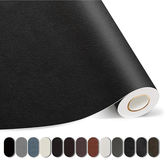 Leather Repair Patches, Self-Adhesive Leather Repair Tape, Stretch Vinyl Repair Kit for Couch Furniture Sofas Car Seats (Black, 3.5X79 Inch)