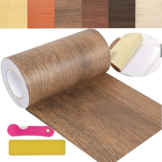 Wood Grain Repair Tape, 5.9 inch X 32ft Self Adhesive Wood Colored Tape for Tables, Chairs, Baseboards, Doors, Windows, Floors, Handicraft DIY.