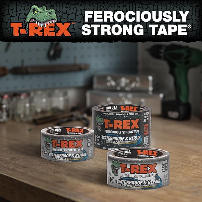 T-REX Flexible Waterproof Tape - Heavy Duty Adhesive Waterproofing Tape for Repair, Leaks, Roof Patches - Extreme Weather & UV Resistance - Black, 2.83" x 10 Yd (Pack of 1)