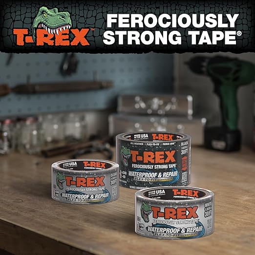 T-REX Waterproof and Repair Tape, White, 1.88" x 30 ft. (Pack of 1) Ferociously Strong, Extreme Weather & UV Resistance