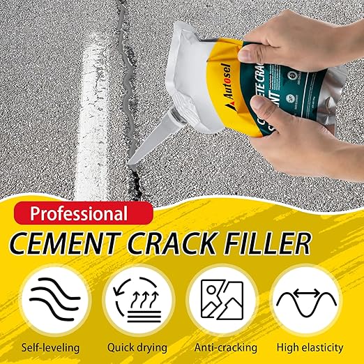 Concrete Crack Filler, Self-Leveling Cement Crack Filler, Fast-Drying Waterproof Concrete Repair Sealant, Durable Asphalt & Driveway Crack Filler for Sidewalk, Patio & Expansion Joint Repair — 4 PCS