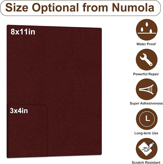 Numola Leather Repair Patch, Self-Adhesive Furniture Leather Patches, Vinyl Repair Kit for Couch, Car Seat, Sofas, DIY Upholstery, Chair, Jackets(3×4 inch, Dark Wine Red)