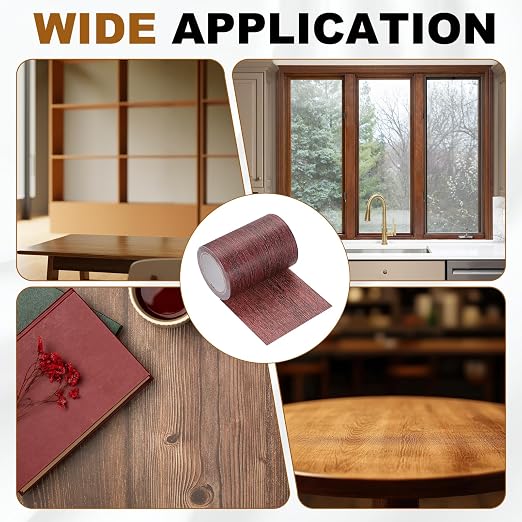 uxcell Wood Grain Repair Tape, 3.1" x 15ft Self Adhesive Wood Grain Colored Duct Tape Waterproof Repair Patch for Furniture Floor Scratch Fix, Baseboards, DIY Decor, Dark Mahogany