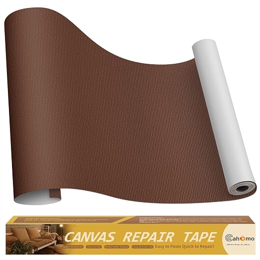 Canvas Repair Tape 16x79 inch, Self Adhesive Fabric Patches, Couch Repair Patch Kit, Fabric Repair Tape for Furniture, Sofas, Carpet, DIY, Headboards, Chairs, Pillows, Canvas Goods - Dark Brown