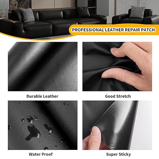 JuCheng Leather Repair Kit -Leather Repair Patch Self-Adhesive Waterproof Patch & Glue for Furniture, Car Seats, Sofa, Couch, Vinyl - Instant Fix for Tears & Scratches (Coffee, 3.5X79 inch)