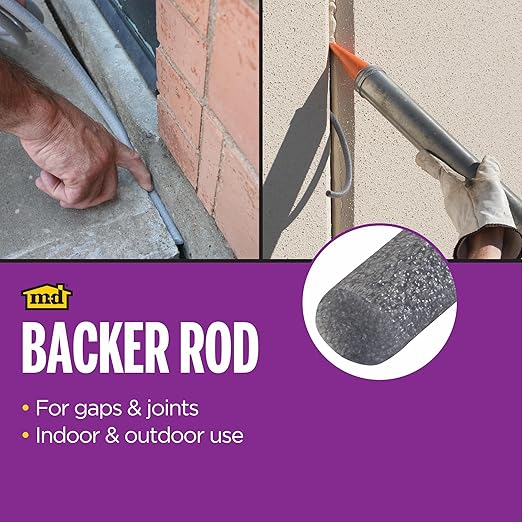 M-D Building Products - Versatile Gray Foam Backer Rod Set 1/2in x 20ft - Essential Caulk Saver for Sealing Concrete Gaps,Expansion Joints,and Crack Filling (71480),(Pack of 12)