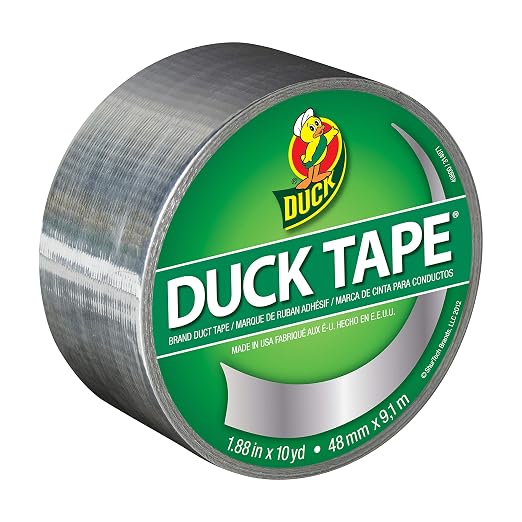 Duck Brand 280621 Metallic Color Duct Tape, Chrome, 1.88 Inches x 10 Yards, Single Roll, 1.88" x 10 yd