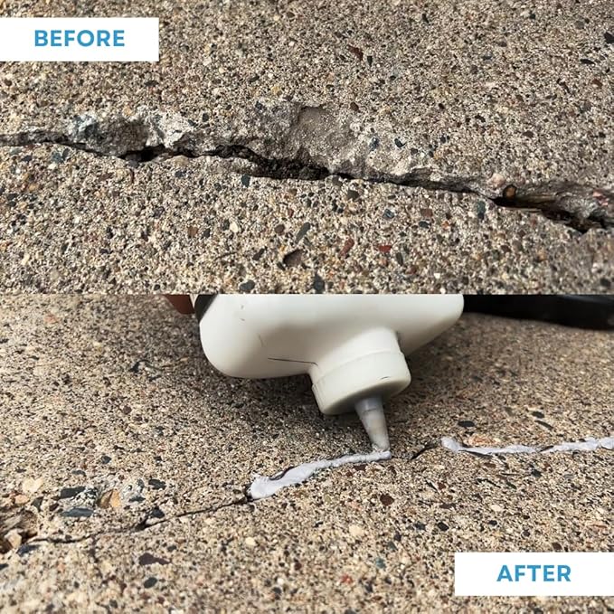Akona Gray Pourable Concrete Crack Filler - Light Gray, Liquid Cement Crack Sealer for Driveways, Slabs, Sidewalks, Floors, Garages, & More, Waterproof (Gallon, 1)