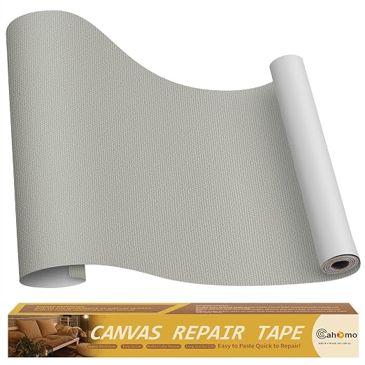 Canvas Repair Tape 16x79 inch, Self Adhesive Fabric Patches, Couch Repair Patch Kit, Fabric Repair Tape for Furniture, Sofas, Carpet, DIY, Headboards, Chairs, Pillows, Canvas Goods - Light Gray