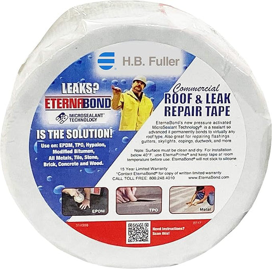 EternaBond WebSeal White 2" x50' MicroSealant Woven Polyester Tape | 23 mil Total Thickness | EB-WB020-50R - Reinforced Fabric for Roof Sealing and Repair