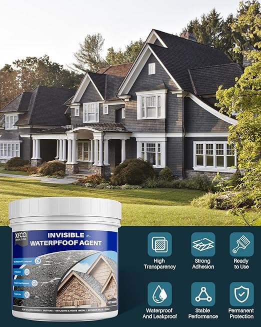 Waterproof Sealant 17.6oz Clear, Transparent Waterproof Coating Water-Based Invisible Agent Roofs, Walls, Garden, Terraces Indoor & Outdoor