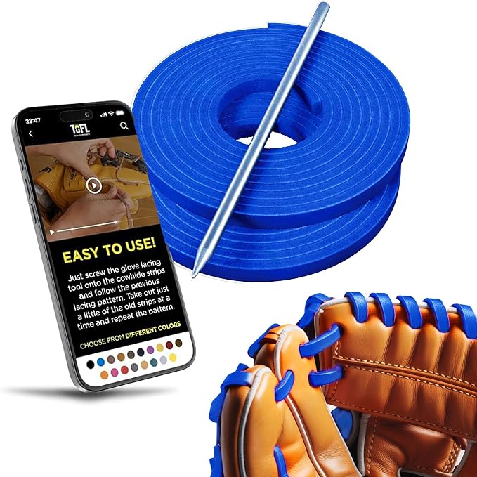 TOFL Softball and Baseball Glove Lace Kit | Mitt Lace Glove Repair Lacing Kit | 2 Leather Laces with Lacing Needle for Catchers Glove