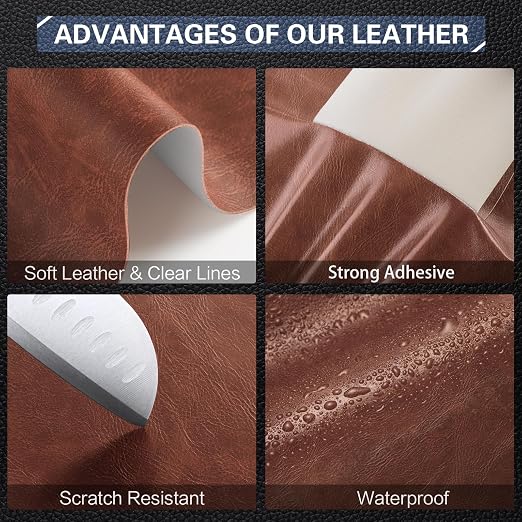 Leather Repair Kit for Furniture 16"x 31.5" Leather Tape Repair Patch Self Adhesive Sofa Vinyl Repair Patch Kit for Car Seat,Couch,Boat Seat,Chair - Classic Dark Brown
