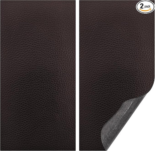 2PCS Leather Repair Patch Tape, Vinyl Patch, 4 x 8 Inches PU Vinyl Repair Patches for Car Upholstery Seat, Self Adhesive Leather Repair Patches for Furniture, Couch, Sofa, Car Seats (Brown)