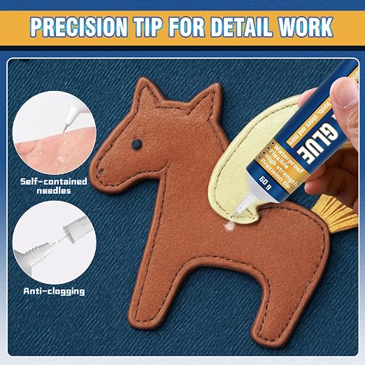 Leather Glue Permanent, 60ml High Strength Leather Adhesive, Waterproof Super Fabric Repair Glue for Furniture, Car Seat, Sofa, Shoes, Purses, Handbags, Fabric Restoration and Bonding
