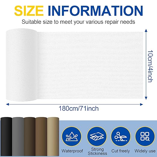 Fabric Repair Tape, Self Adhesive Canvas Repair Patch, Waterproof Outdoor Canvas Tape/Patch Kit for Sun Shades Clothing Tent Awnings Boat Cover Couches White 4x71 inch