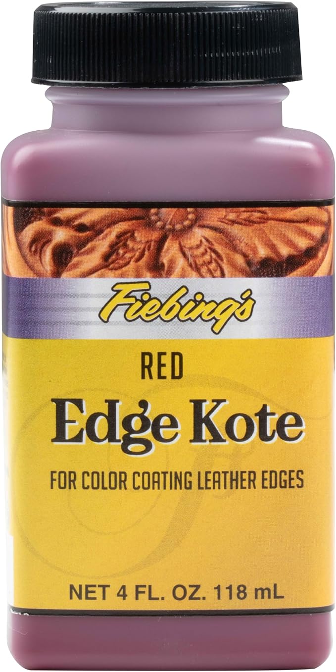 Fiebing's Edge Kote Leather Paint (4oz) - Edge Paint for Shoes, Furniture, Purses - Flexible, Water Resistant, Semi Gloss Color Coating Leather Dye to Protect Natural Edges (Red)