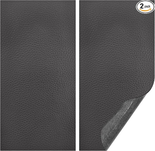 2PCS Leather Repair Patch Tape, Vinyl Patch, 4 x 8 Inches PU Vinyl Repair Patches for Car Upholstery Seat, Self Adhesive Leather Repair Patches for Furniture, Couch, Sofa, Car Seats (Gray)