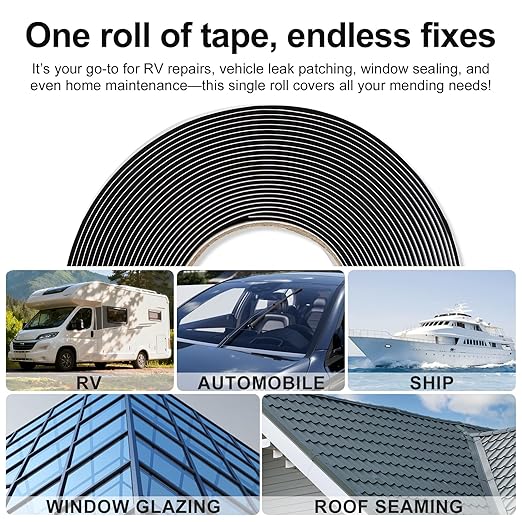 Butyl Tape 10m (32.8FT) - Industrial Grade Waterproof Butyl Rubber Sealant Tape for Roof/RV/Car Leak Sealing & Window/Headlight Repair