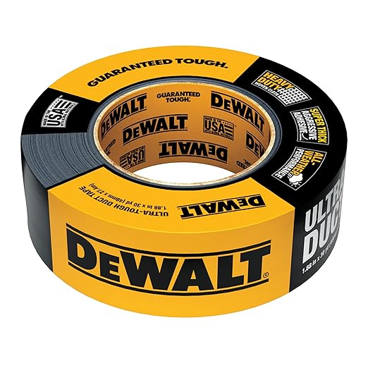 DEWALT Ultra Tough Duct Tape, 1.88 in x 30 yd, Heavy Duty, Ultra Strong, Aggressive Adhesive, All-Weather, Single Roll, Black