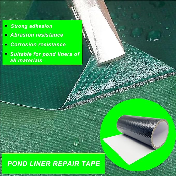 7.5 x 118 Inches Pond Liner Repair Tape Self-Adhesive Liner Repair Patch Kit Pond Liner Seam for HDPE/EPDM Garden Pond Patch Cover Repair