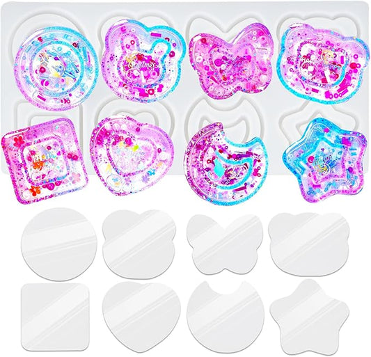 Resin Shaker Molds Set Kawaii Charms Pack of 41 Silicone Trays Precision Tip Applicator Bottle Kit Bundle