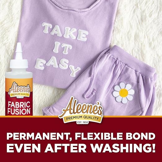 Aleene's Fabric Fusion Glue 4 oz 3-Pack, Permanent and Washable Adhesive, No-Sew Fabric Glue for Clothing, Denim, Polyester, Cotton, Flannel Materials, Dries Flexible