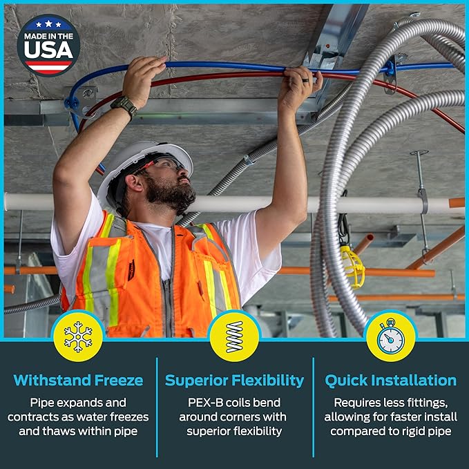 SharkBite 3/4 Inch x 100 Feet Blue PEX-B, PEX Pipe Flexible Water Tubing for Plumbing, U870B100