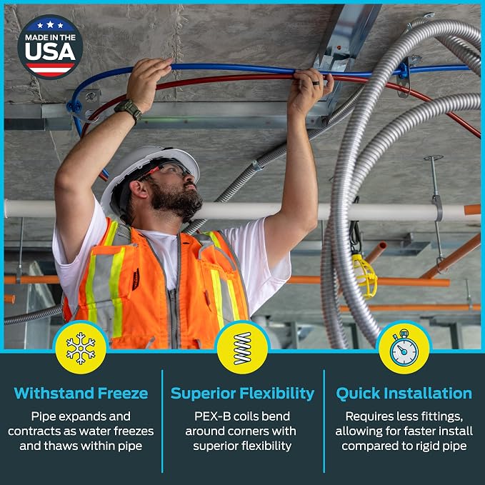 SharkBite 1/2 Inch x 500 Feet Blue PEX-B, PEX Pipe Flexible Water Tubing for Plumbing, U806500