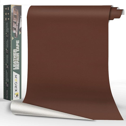 Leather Repair Tape, 23.6x79 inch Leather Patches for Furniture, Self Adhesive Leather Repair Patch for Sofas, Couches, Leather Covers, Seats, Chairs, Vinyl Repair Tape Dark Brown-Fine Grain