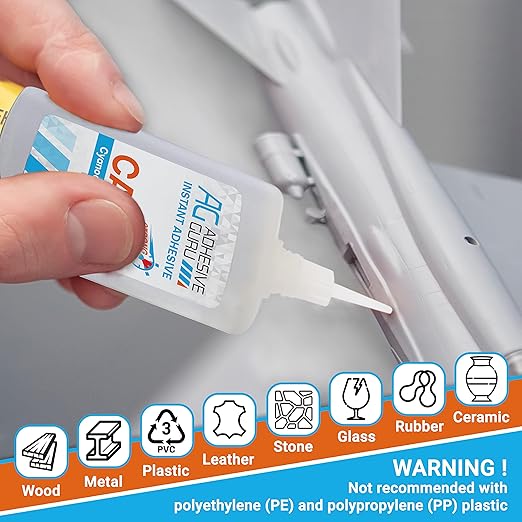 Adhesive Guru Cyanoacrylate (CA) Super Glue (4.5 oz) for Plastic, Metal, Leather, Ceramic - Fast Adhesive for Woodworking, Hobby Models, Carpentry - 1 Pack