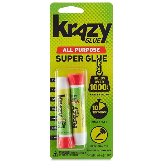 Krazy Glue All-Purpose 0.07 Oz Super Glue Tube 2 Pack; Great for Everyday Household Repairs; Forms an Extra-Strong Bond on Wood, Rubber, Glass, Metal, Plastic and Ceramic 12 Pack
