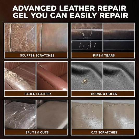 Kenbry Brown Leather Repair Kit for Furniture,Vinyl Leather Car Seat Repair Kit for Car Interior,Couch,Sofa,Jacket,Restores Scratch, Tears, Burn Hole for Bonded, Pleather