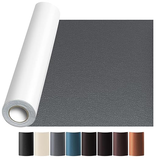 JuCheng Leather Repair Kit -Leather Repair Patch Self-Adhesive Waterproof Patch & Glue for Furniture, Car Seats, Sofa, Couch, Vinyl - Instant Fix for Tears & Scratches (Grey, 17X79 inch)