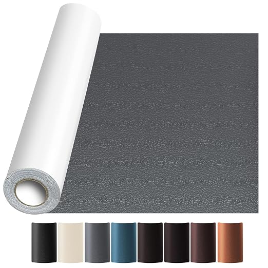 JuCheng Leather Repair Kit -Leather Repair Patch Self-Adhesive Waterproof Patch & Glue for Furniture, Car Seats, Sofa, Couch, Vinyl - Instant Fix for Tears & Scratches (Grey, 17X158 inch)